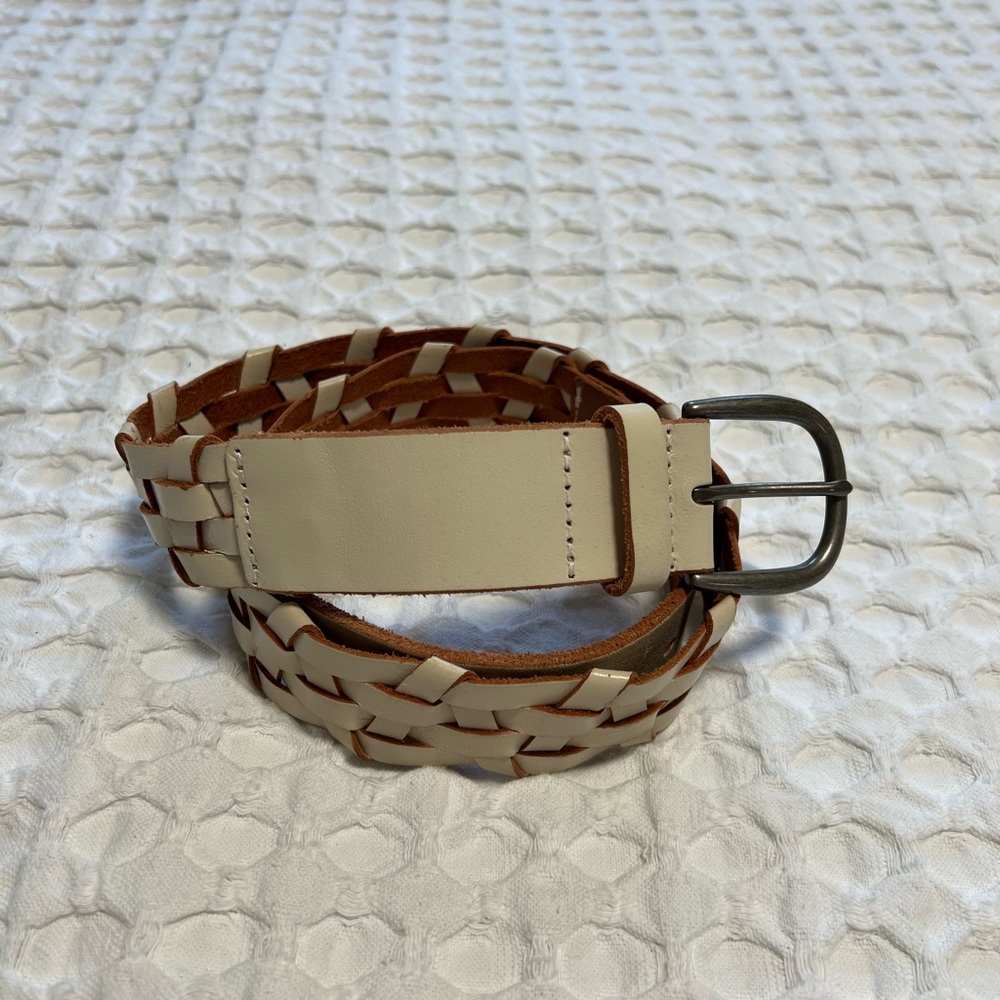J. Jill Cream Braided Leather Belt